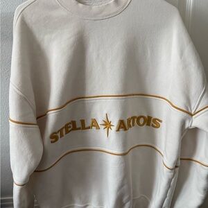 Abercrombie & Fitch Cream and Gold Stella Artois Crewneck Sweater